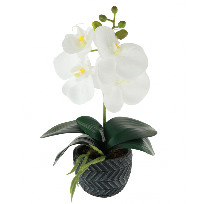 Mini Artificial Orchid Plant in Ceramic Pot White ORC009 5D